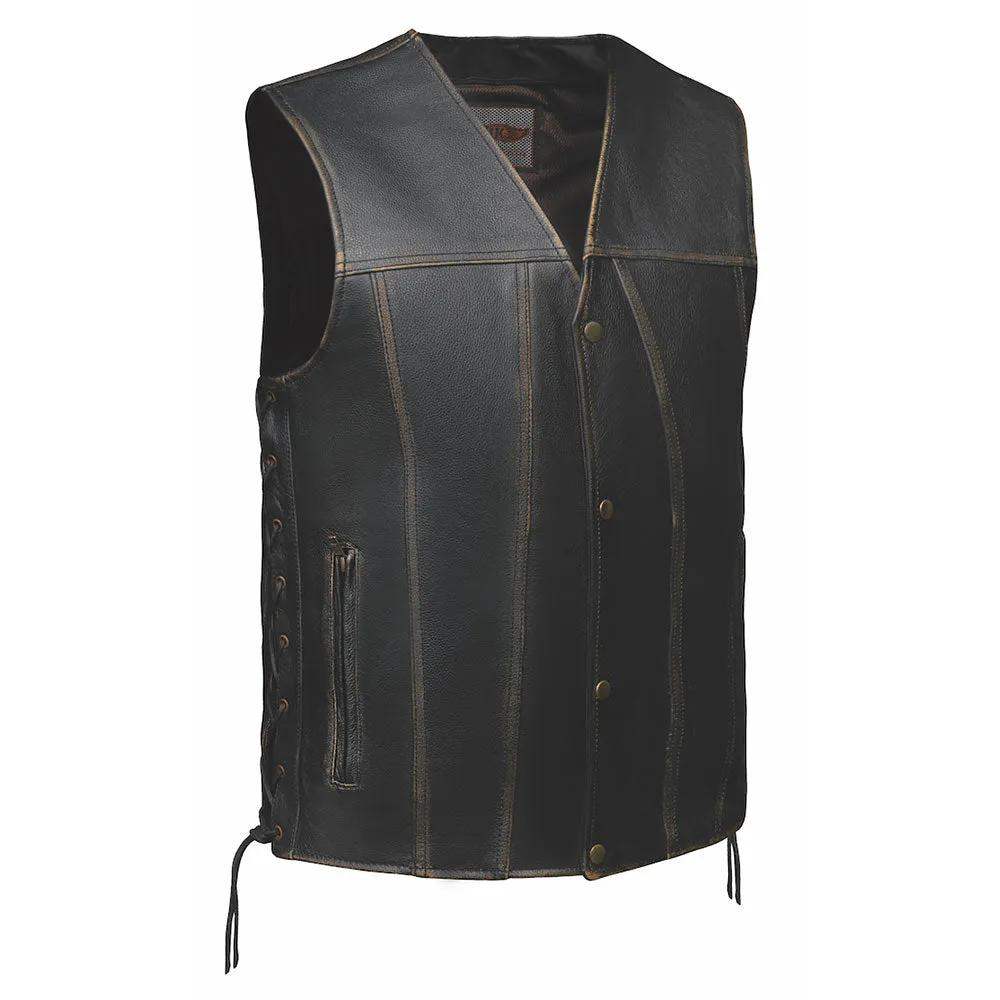 Colorado - Men's Motorcycle Leather Vest (Brown) - Unik Just for Bikers - Flyclothing LLC