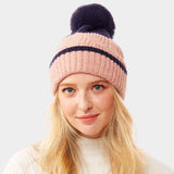 Colorful Lurex Accented Two Tone Knit Pom Pom Beanie Hat - Madeline Love - Flyclothing LLC