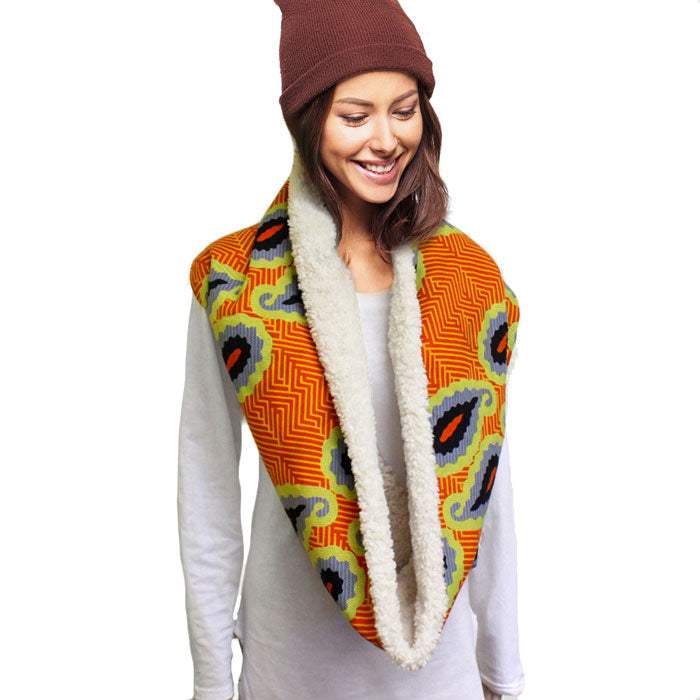 Colorful Pattern Soft Sherpa Infinity Scarf - Madeline Love - Flyclothing LLC