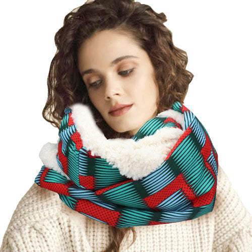 Colorful Pattern Soft Sherpa Infinity Scarf - Madeline Love - Flyclothing LLC