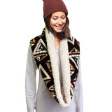 Colorful Pattern Soft Sherpa Infinity Scarf - Madeline Love - Flyclothing LLC