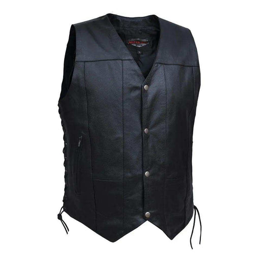 Colt - Mens 10 Pocket Leather Vest - Unik Just for Bikers - Flyclothing LLC