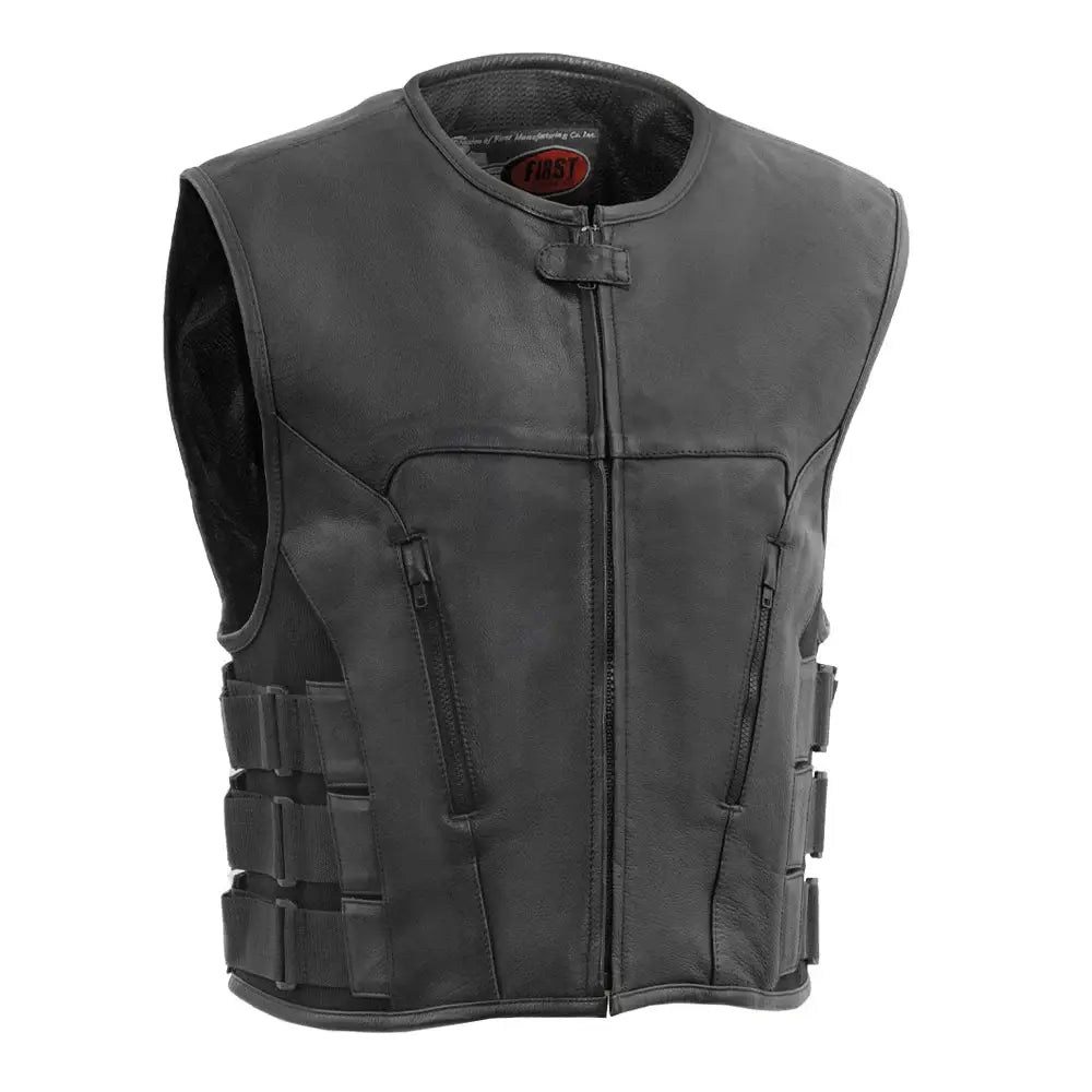 Commando Men's Leather Swat Style Motorcycle Vest - First Manufacturing Company - Flyclothing LLC