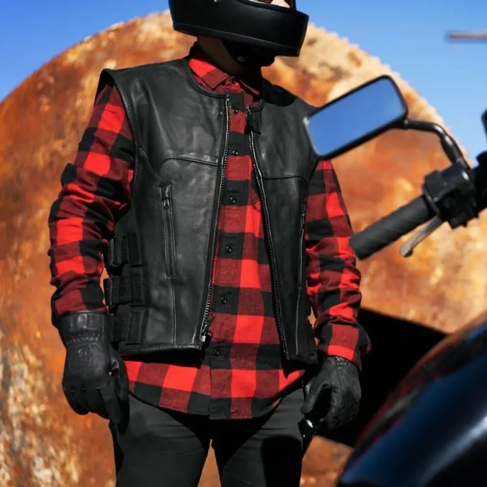 Commando Men's Leather Swat Style Motorcycle Vest - First Manufacturing Company - Flyclothing LLC