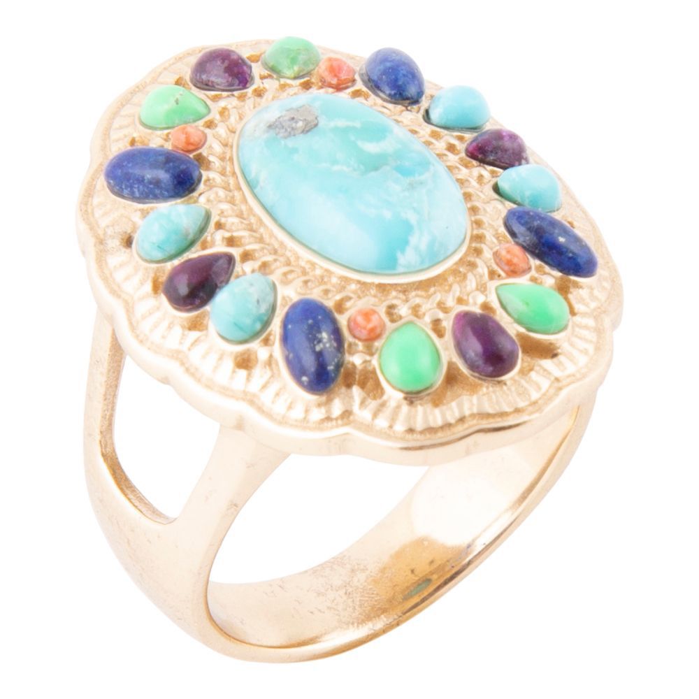 Concho Colorful Golden Statement Ring - Barse Jewelry