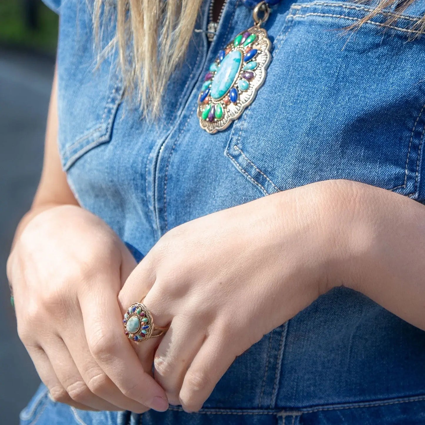 Concho Colorful Golden Statement Ring - Barse Jewelry - Flyclothing LLC