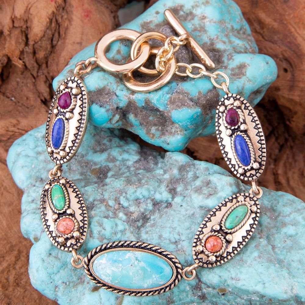 Concho Colorful Golden Link Bracelet - Barse Jewelry - Flyclothing LLC