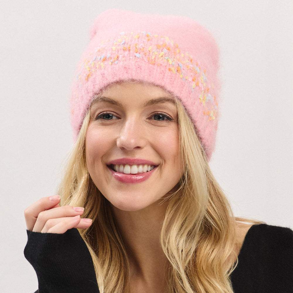 Confetti Solid Winter Beanie Hat - Madeline Love - Flyclothing LLC