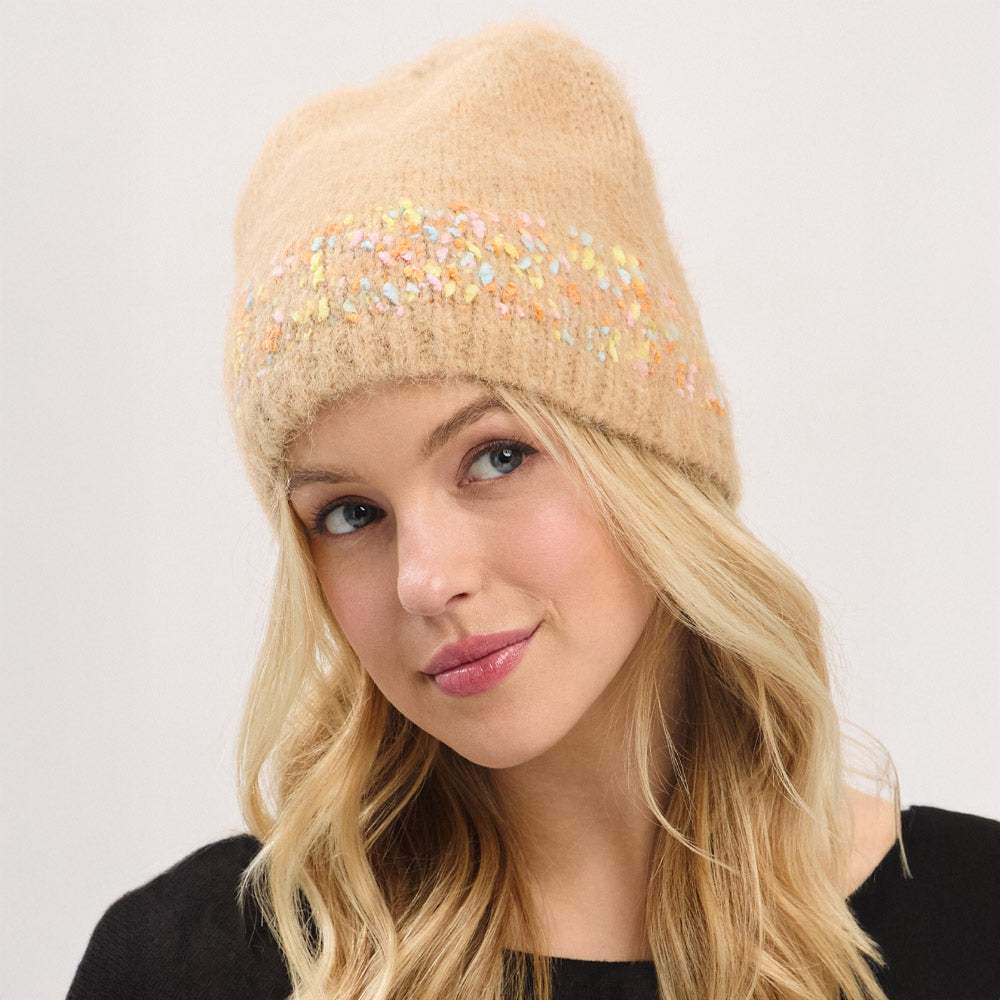 Confetti Solid Winter Beanie Hat - Madeline Love - Flyclothing LLC