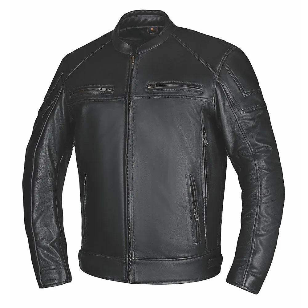 Ace - Ultra Men's Black Leather Motorcycle Jacket - Unik Just for Bikers - Flyclothing LLC