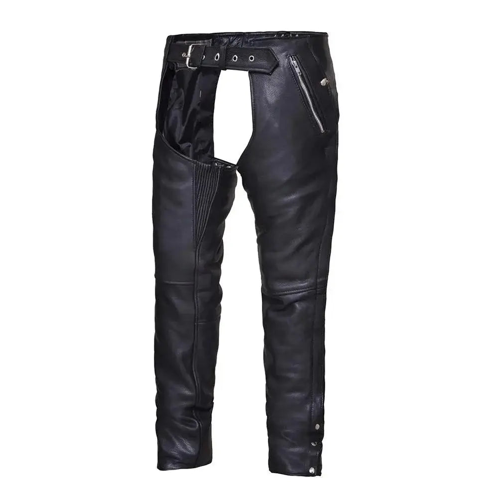 7145.K - Unisex Premium Leather 4-Pocket Chaps with Spandex - Unik Just for Bikers - Flyclothing LLC