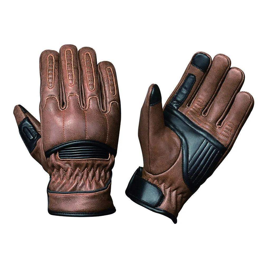 Mens Brown Full Finger Gloves - Unik Just for Bikers - Flyclothing LLC
