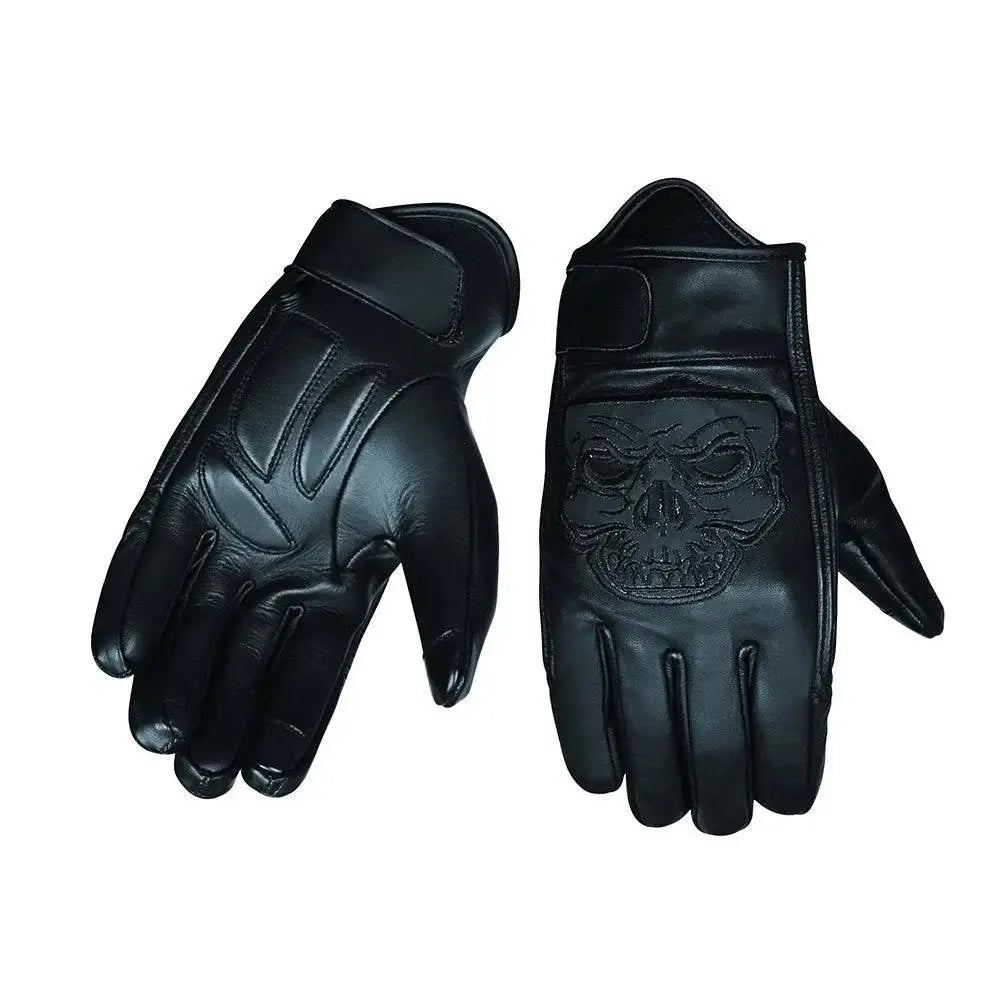 Mens Full Finger Gloves with Reflective Skull Design - Unik Just for Bikers - Flyclothing LLC