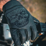 Mens Full Finger Gloves with Reflective Skull Design - Unik Just for Bikers - Flyclothing LLC