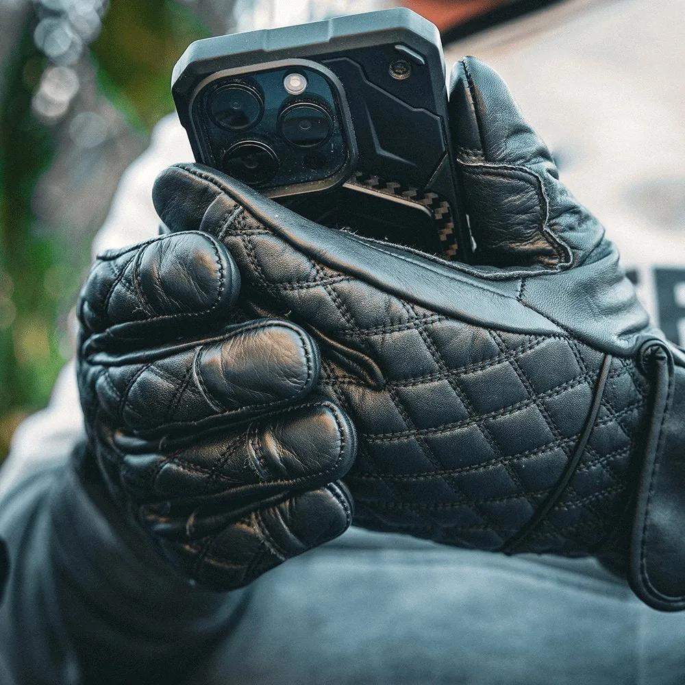 Mens Full Finger Diamond Stitched Gloves - Unik Just for Bikers - Flyclothing LLC