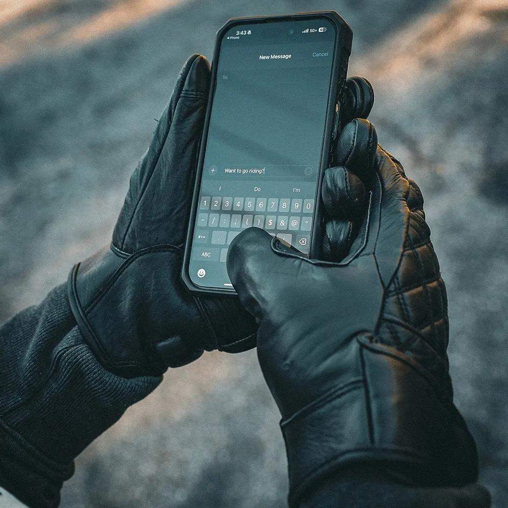 Mens Full Finger Diamond Stitched Gloves - Unik Just for Bikers - Flyclothing LLC