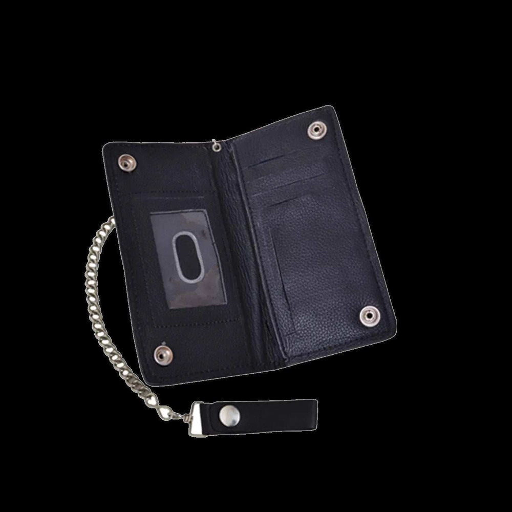 Black Bifold Leather Biker Wallet - Unik Just for Bikers - Flyclothing LLC