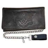 Black Trifold Snap Closure Biker Wallet - Unik Just for Bikers - Flyclothing LLC