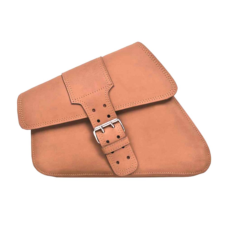 Brown Strap 1 - Right Side Leather Swing Arm Bag - Unik Just for Bikers