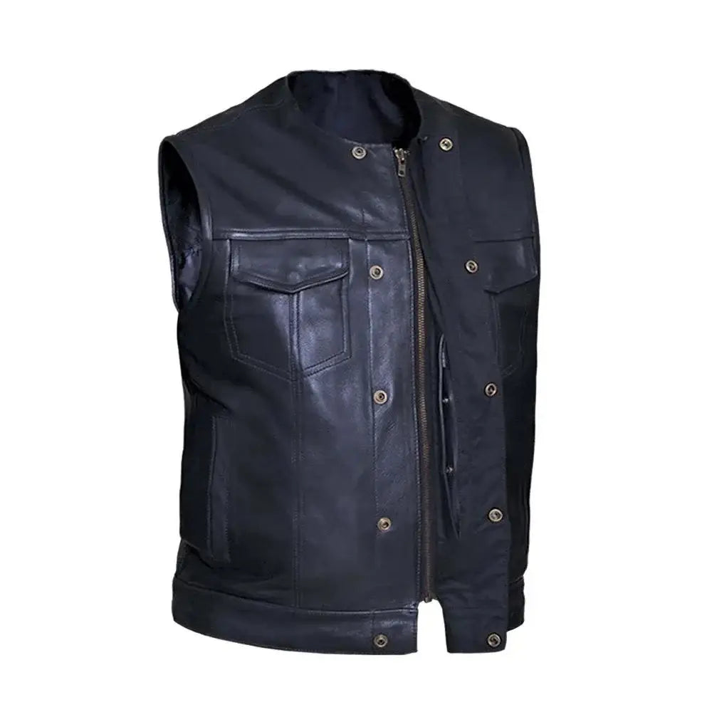 Runner - Men's SOA Club Style Leather Motorcycle Vest - Unik Just for Bikers - Flyclothing LLC