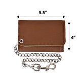 Small Brown Trifold Long Chain Biker Wallet - Unik Just for Bikers