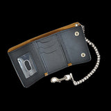 Small Brown Trifold Long Chain Biker Wallet - Unik Just for Bikers