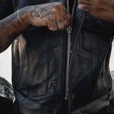 Steelhorse - Men's SOA Club Style Leather Motorcycle Vest - Unik Just for Bikers - Flyclothing LLC