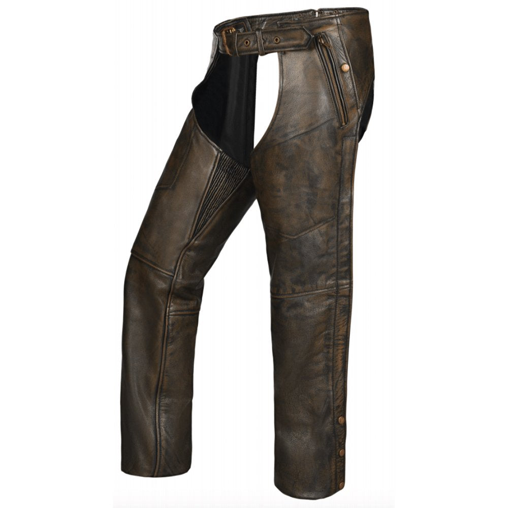 Tarmac - Unisex Premium Leather 4-Pocket Chaps with Spandex - Unik Just for Bikers
