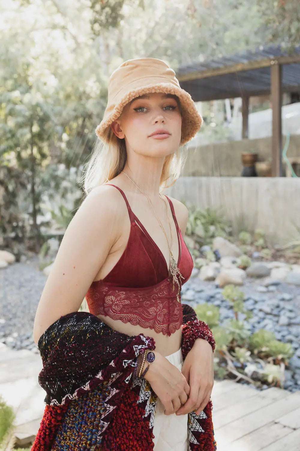 Luxe Velvet Lace Bralette - Boho Clothing and Accessories - Flyclothing LLC
