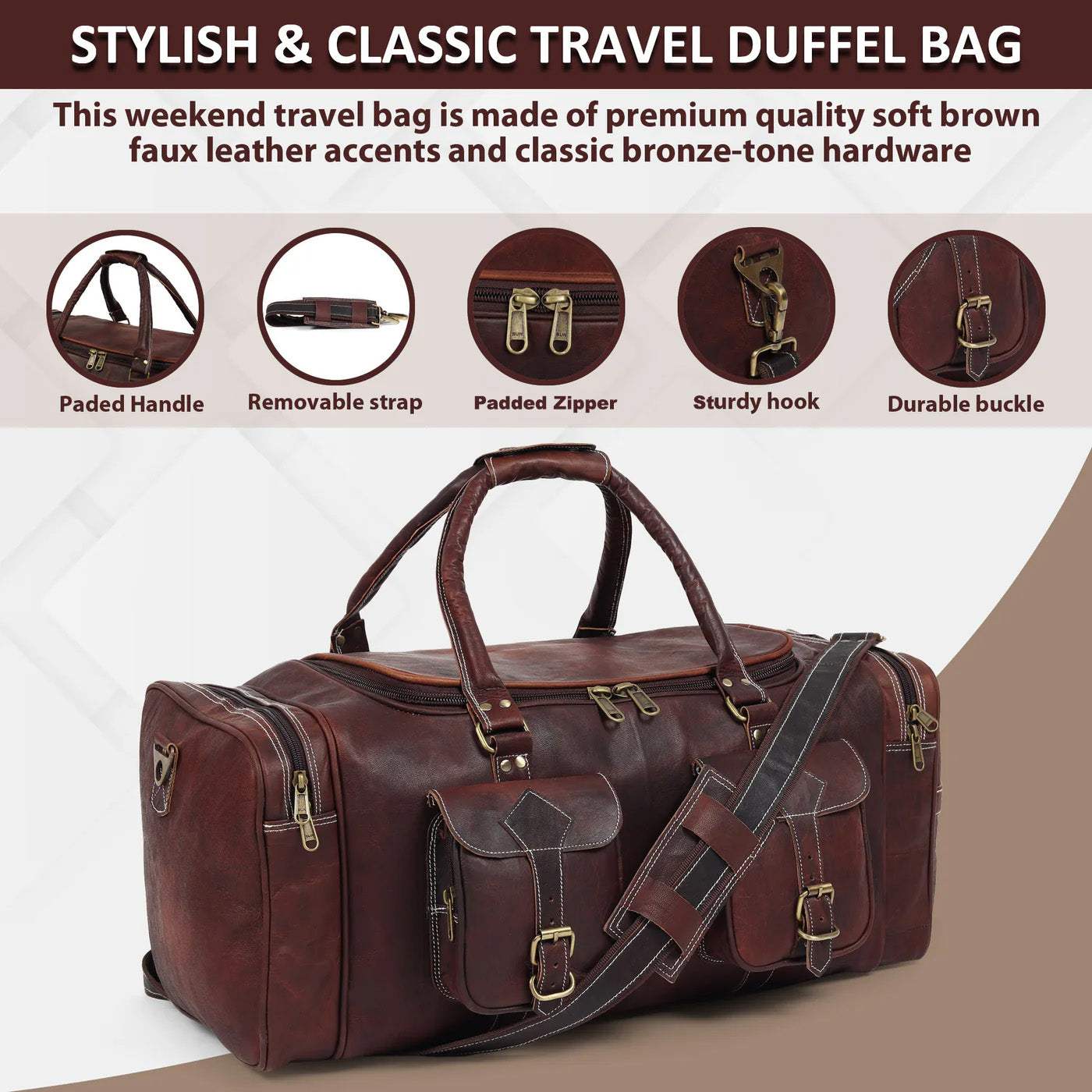 Vintage Dark Brown Traveller Duffle Bag - Classy Leather Bags - Flyclothing LLC