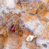 Corundum and Bronze Triangle Necklace