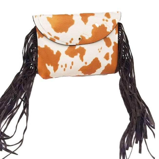 Cow Pattern Faux Leather Suede Fanny Pack Crossbody Belt Bag - Madeline Love - Flyclothing LLC
