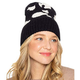 Cow Pattern Ribbed Knit Cuff Beanie Hat - Madeline Love - Flyclothing LLC