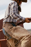 Women's Cowboygirl Ecru & Cowboy Blue Stripe Granddaddy Snap Shirt