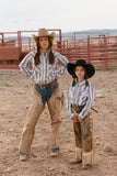 Women's Cowboygirl Ecru & Cowboy Blue Stripe Granddaddy Snap Shirt