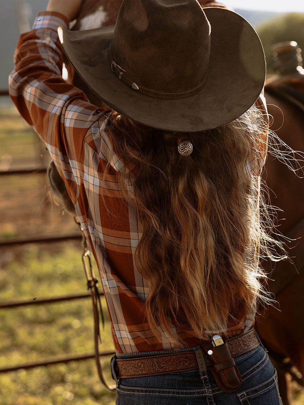 Women's Cowboygirl Ranch Rig Rust Plaid Granddaddy Snap Shirt