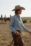 Women's Cowboygirl Light Wash Denim Shirt with Embroidery