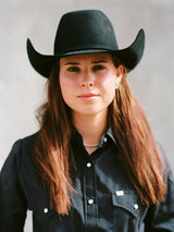 Women's Cowboygirl Black Solid Tonal Dobby Granddaddy Snap Shirt