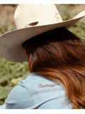 Women's Cowboygirl Light Wash Denim Shirt with Embroidery
