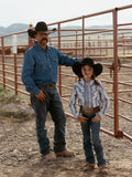 Girl's Cowboygirl Ecru & Cowboy Blue Stripe Granddaddy Western Snap Shirt