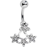 Clear Gem Field of Flowers Dangle Belly Ring - BodyCandy - Flyclothing LLC