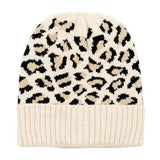 Cozy Leopard Patterned Ribbed Knit Cuff Beanie Hat - Madeline Love - Flyclothing LLC