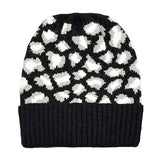 Cozy Leopard Patterned Ribbed Knit Cuff Beanie Hat - Madeline Love - Flyclothing LLC