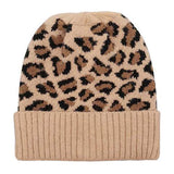 Cozy Leopard Patterned Ribbed Knit Cuff Beanie Hat - Madeline Love - Flyclothing LLC