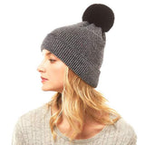 Cozy Metallic Thread Pom Pom Beanie Hat - Madeline Love - Flyclothing LLC