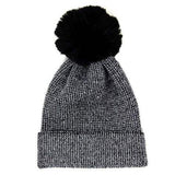 Cozy Metallic Thread Pom Pom Beanie Hat - Madeline Love - Flyclothing LLC