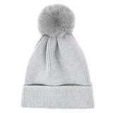 Cozy Metallic Thread Pom Pom Beanie Hat - Madeline Love - Flyclothing LLC