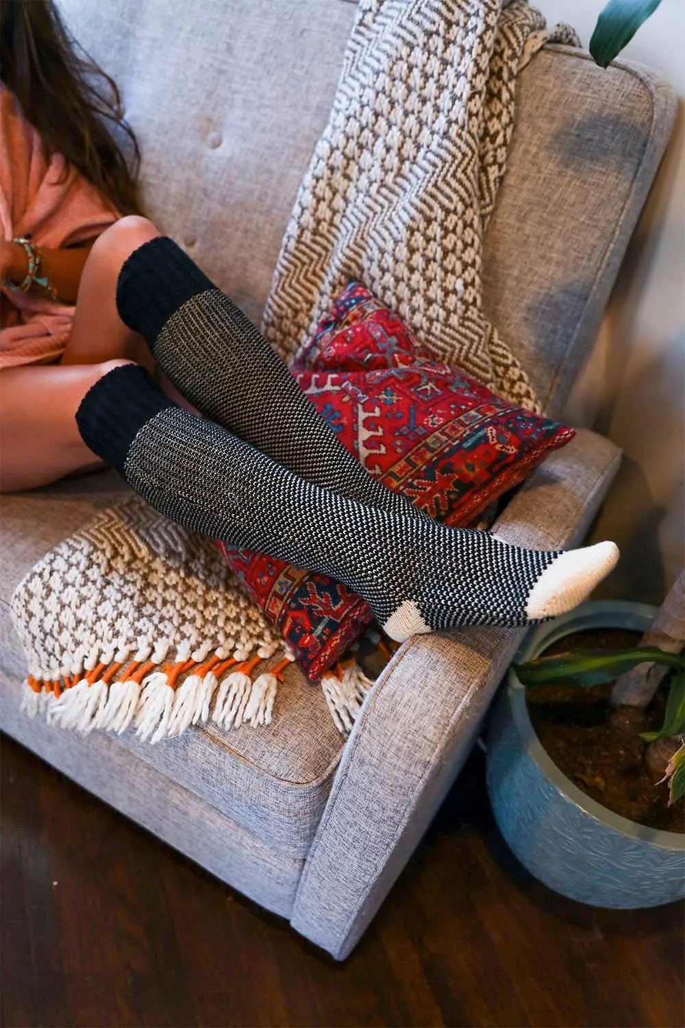 Cozy Ribbed Knit Lounge Socks - Boho Clothing and Accessories - Flyclothing LLC