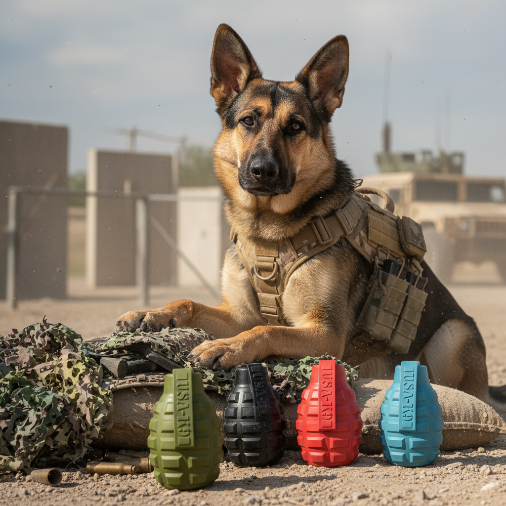 USA-K9 Grenade Rubber Dog Chew Toy | K9 Handler eDispenser Toy | Red & Blue | USA Made - SodaPup/True Dogs, LLC - Flyclothing LLC