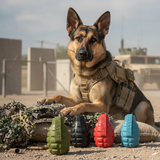 USA-K9 Grenade Rubber Dog Chew Toy | K9 Handler eDispenser Toy | Red & Blue | USA Made - SodaPup/True Dogs, LLC - Flyclothing LLC